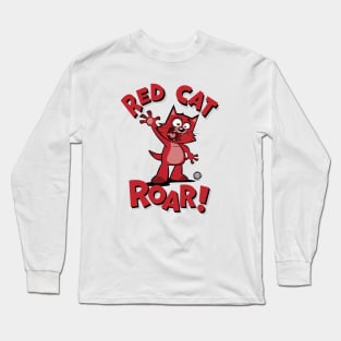 Red Cat Roar Waving Long Sleeve T-Shirt